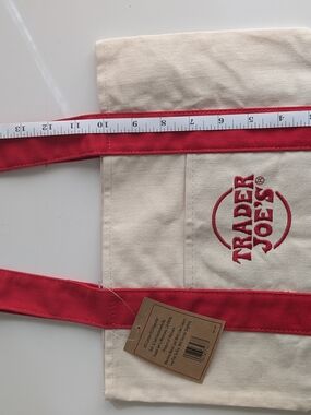Trader Joe's Red & Cream Canvas Tote Bag